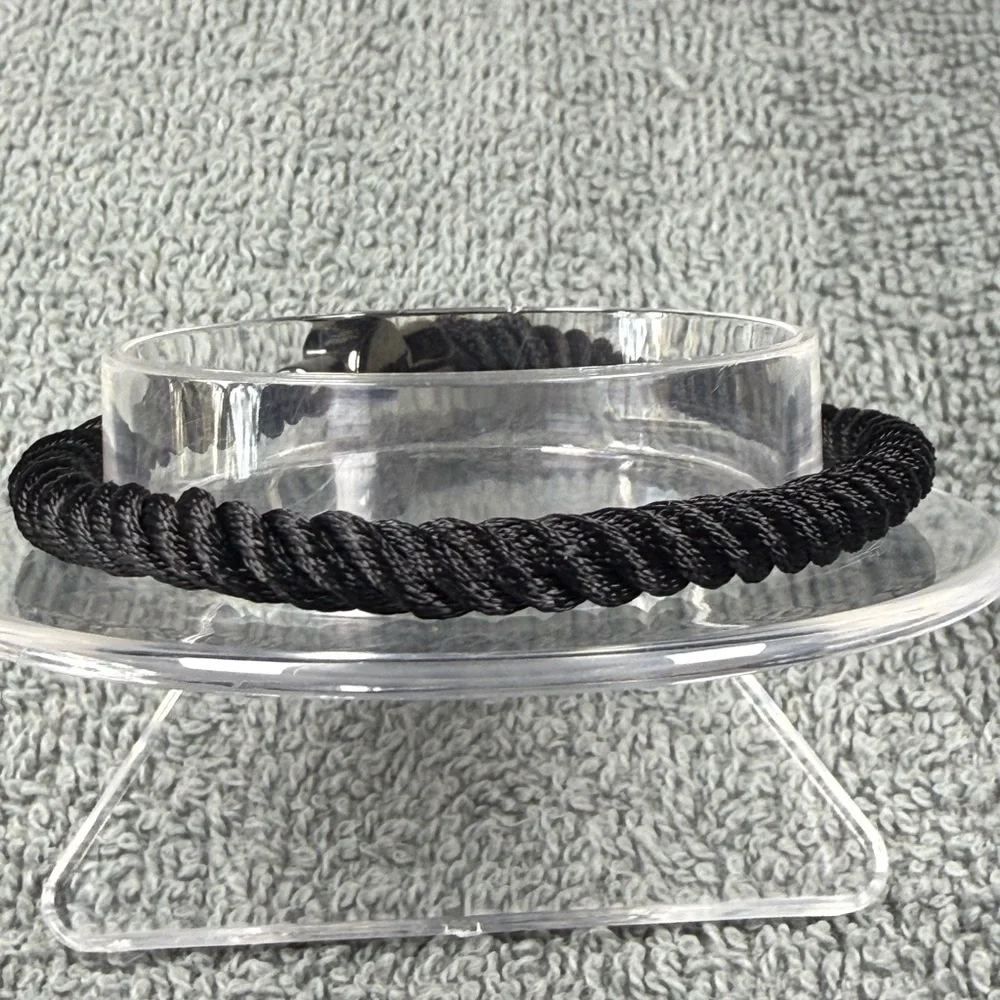 Elegant Black Rope Bracelet with Silver Accent